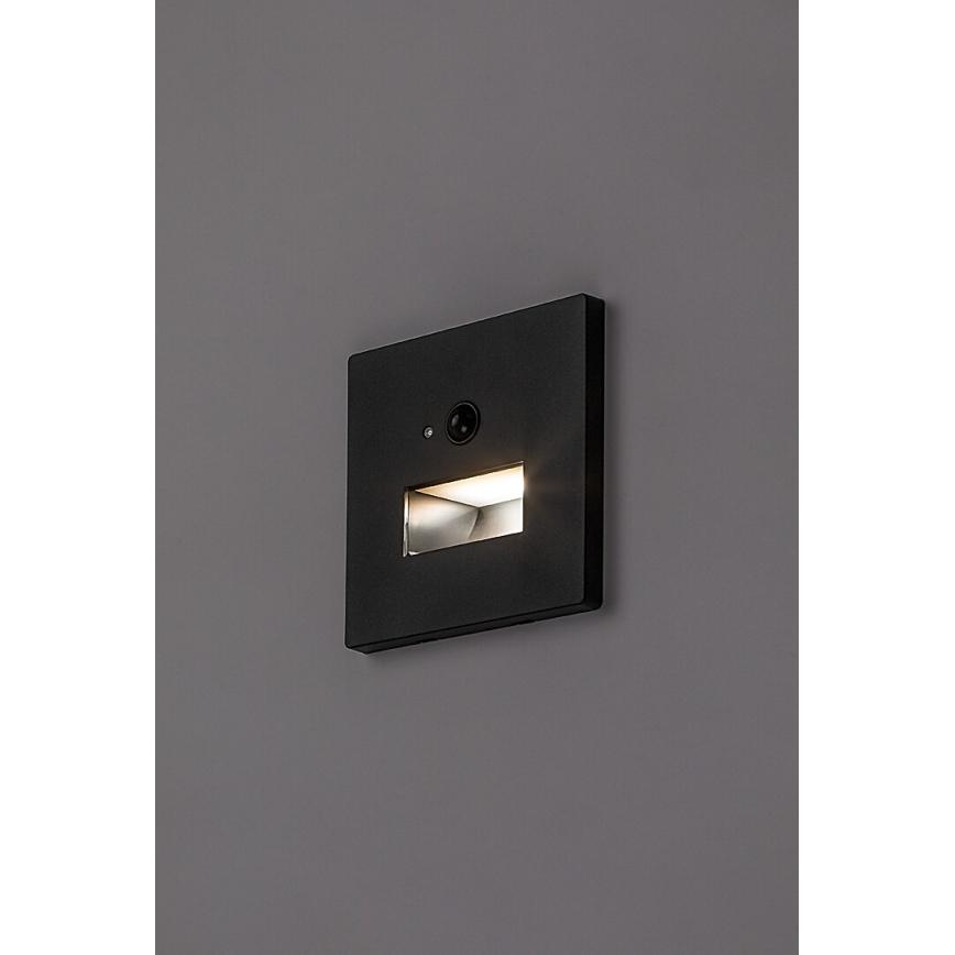 Rabalux - Luminaria LED para escalera con sensores de movimiento y crepúsculo LED/1W/230V 3000/4500/6500K negra