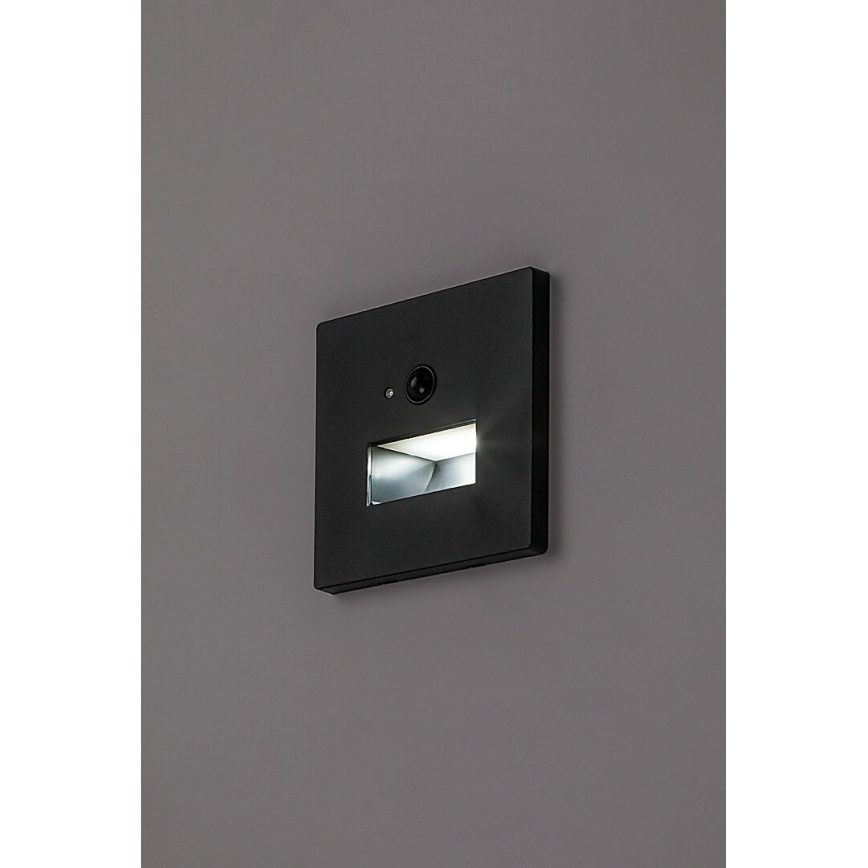 Rabalux - Luminaria LED para escalera con sensores de movimiento y crepúsculo LED/1W/230V 3000/4500/6500K negra