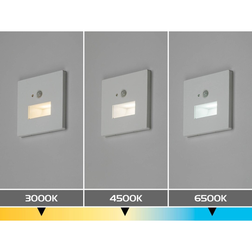 Rabalux - Luminaria LED para escalera con sensor de movimiento y sensor crepuscular LED/1W/230V 3000/4500/6500K blanco