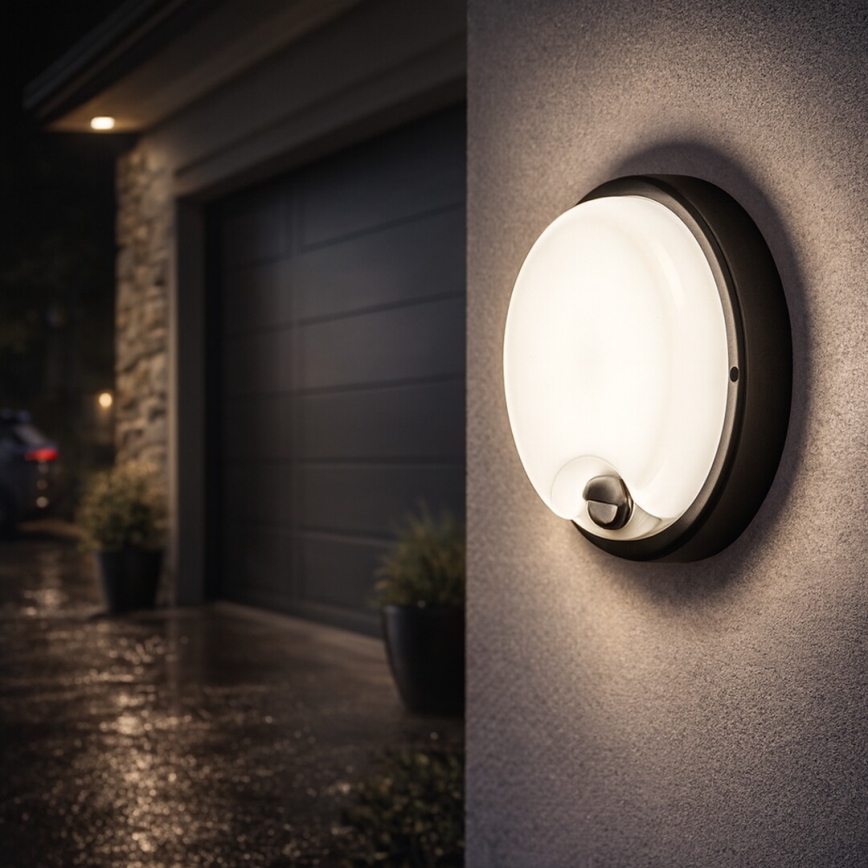 Rabalux - Aplique LED exterior con sensor LED/18W/230V IP65 negro