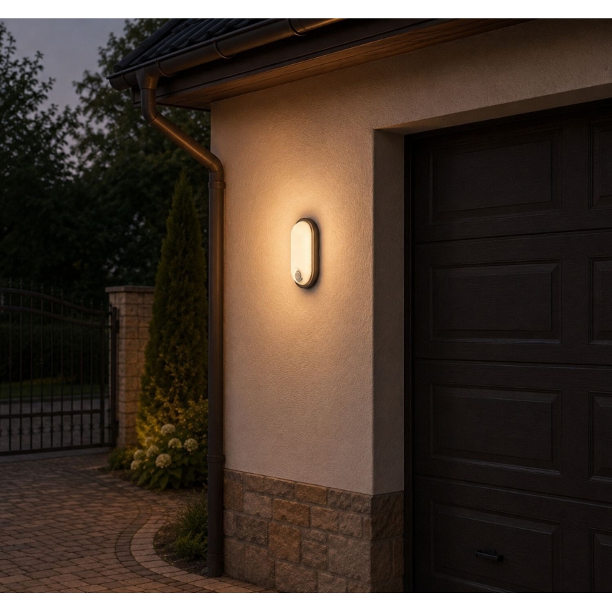 Rabalux - Luminaria LED de techo para exterior con sensor, 15W/230V, IP65, color negra