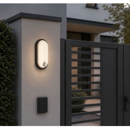 Rabalux - Luminaria LED de techo para exterior con sensor, 15W/230V, IP65, color negra