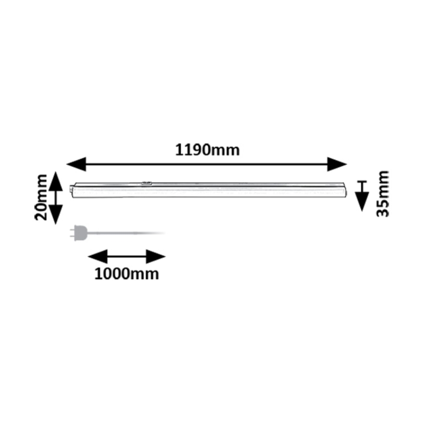 Rabalux - Lámpara LED para bajo mueble de cocina LED/16W/230V 3000/4000K negro