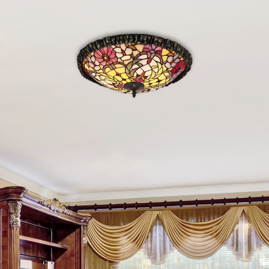 Rabalux - Tiffany, lámpara de techo con vitral, 2xE27/60W/230V, Ø 44 cm