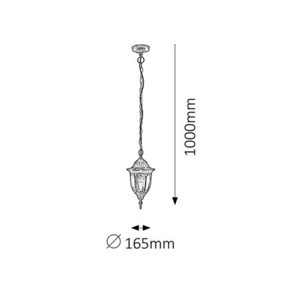 Rabalux - Lámpara colgante para exteriores 1xE27/60W/230V IP43 oro/pátina/negro