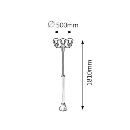 Rabalux - Lámpara exterior 3xE27/60W/230V IP44 1,81 m