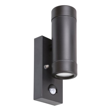 Rabalux - Aplique de pared exterior con sensor 2xGU10/10W/230V negro IP44