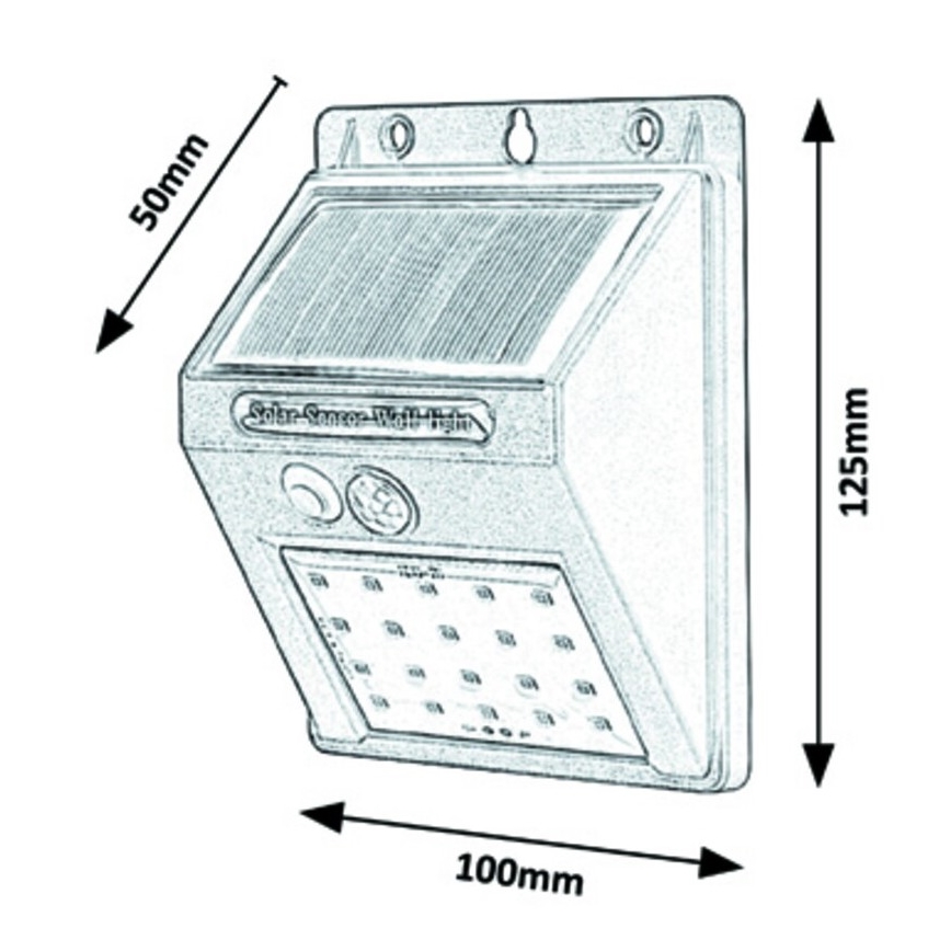 Rabalux - Aplique solar LED de pared con sensor IP44 1200 mAh