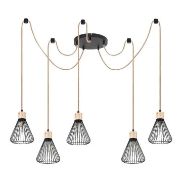 Rabalux - Lámpara colgante 5xE27/40W/230V araña negro/haya
