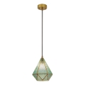 Rabalux - Lámpara de araña de cristal Tiffany en una cadena 1xE14/40W/230V azul/dorado