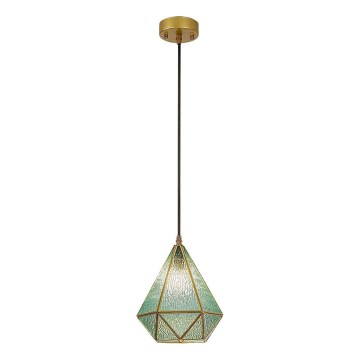 Rabalux - Lámpara de araña de cristal Tiffany en una cadena 1xE14/40W/230V azul/dorado