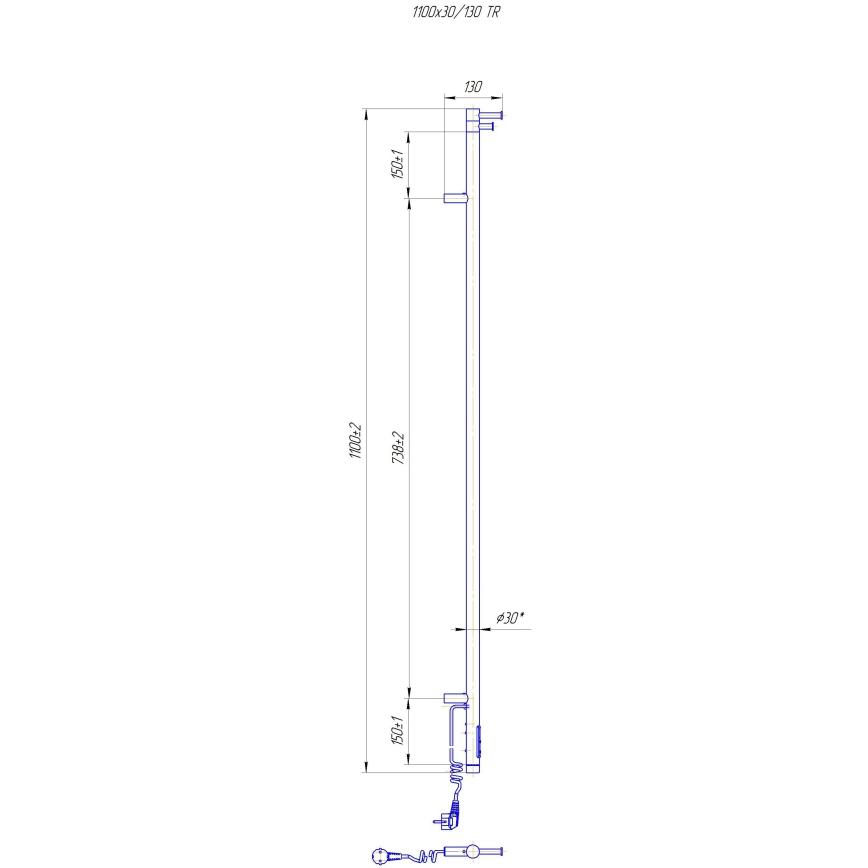 Radiador de baño RAY 25W/230V 110x30 cm IP44 acero inoxidable/blanco