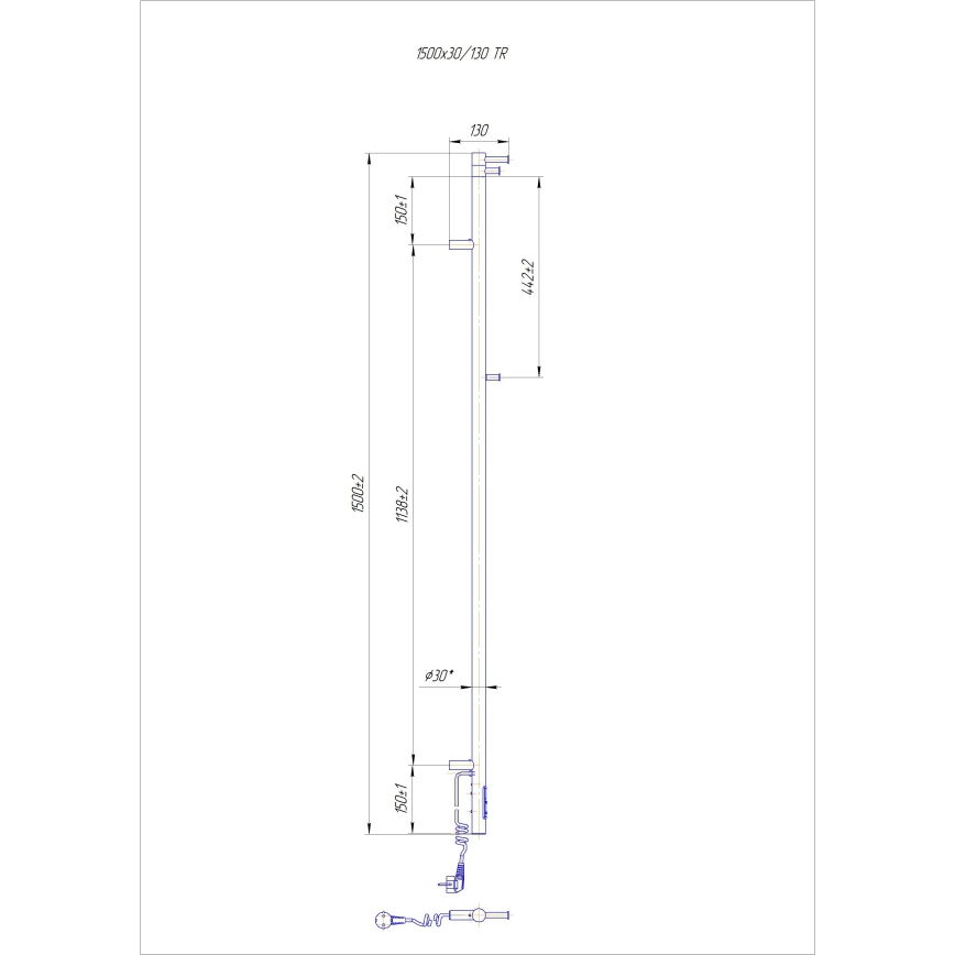 Radiador de baño RAY 35W/230V 150x30 cm IP44 acero inoxidable/antracita