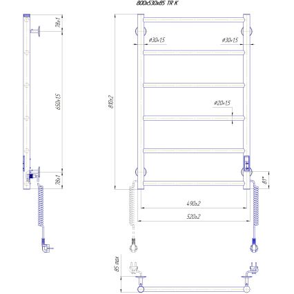 Radiador toallero de baño CLASSIC 110W/230V 81x52 cm acero inoxidable/cromo brillante derecho