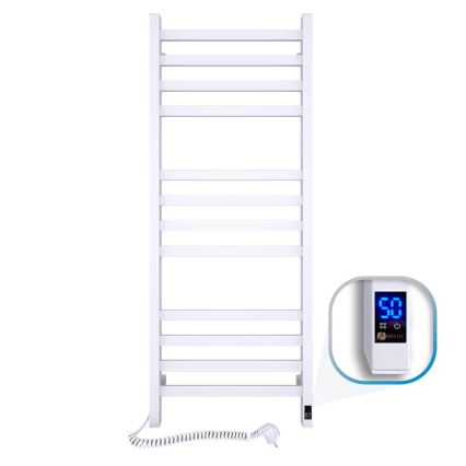 Radiador toallero de baño con termostato AVANGARD 227W 120x48cm blanco izquierdo