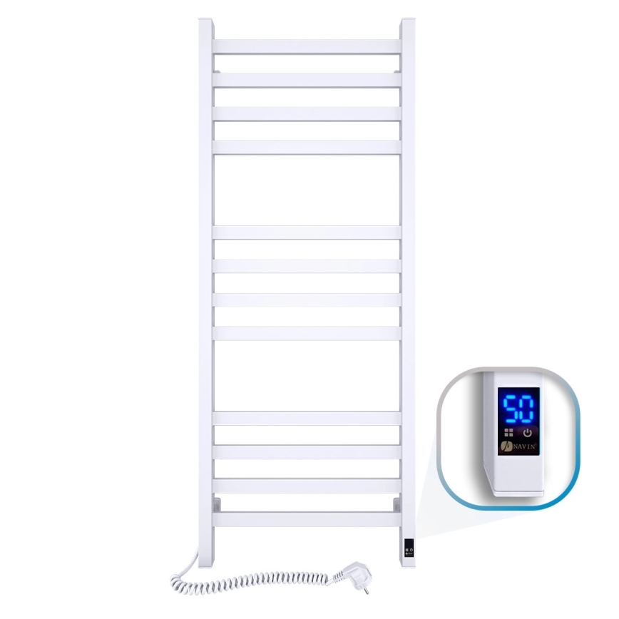 Radiador toallero de baño con termostato AVANGARD 227W 120x48cm blanco izquierdo