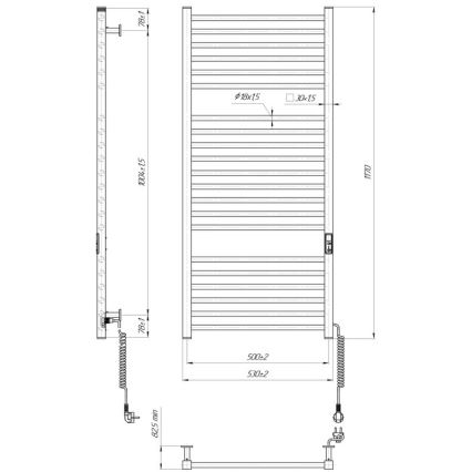 Radiador toallero de baño HF DERBY 255W/230V 117x53 cm negro