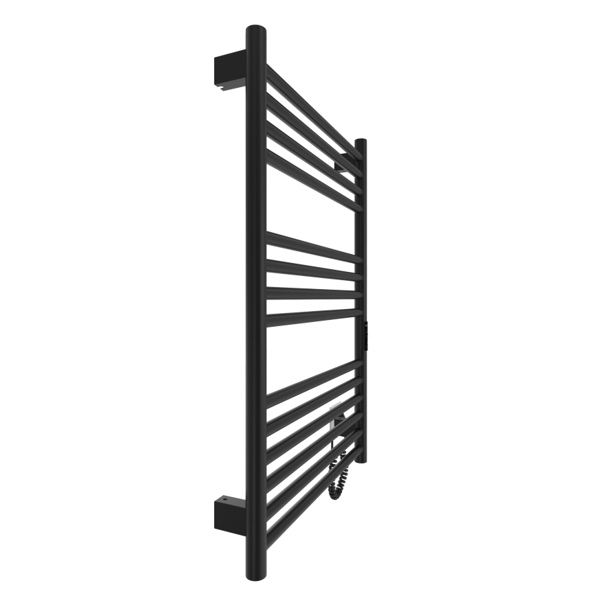 Radiador toallero de baño HF GREENWICH 170W/230V 77x53 cm, negro, conexión derecha, tubos redondeados