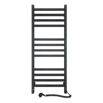 Radiador toallero para baño con termostato AVANGARD 227 W 120 x 48 cm, negro, conexión derecha