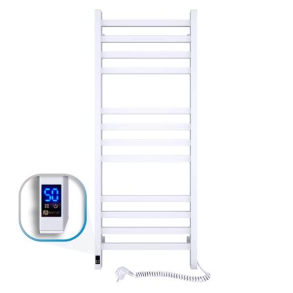 Radiador toallero para baño con termostato AVANGARD 227W 120x48cm blanco, conexión derecha