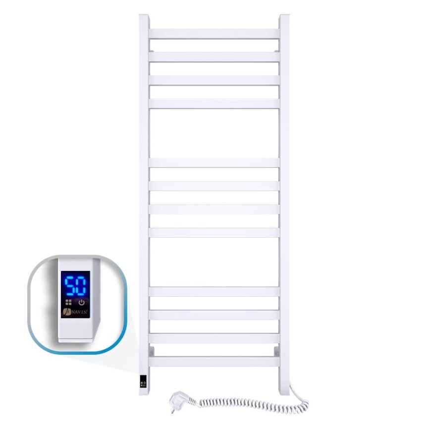 Radiador toallero para baño con termostato AVANGARD 227W 120x48cm blanco, conexión derecha