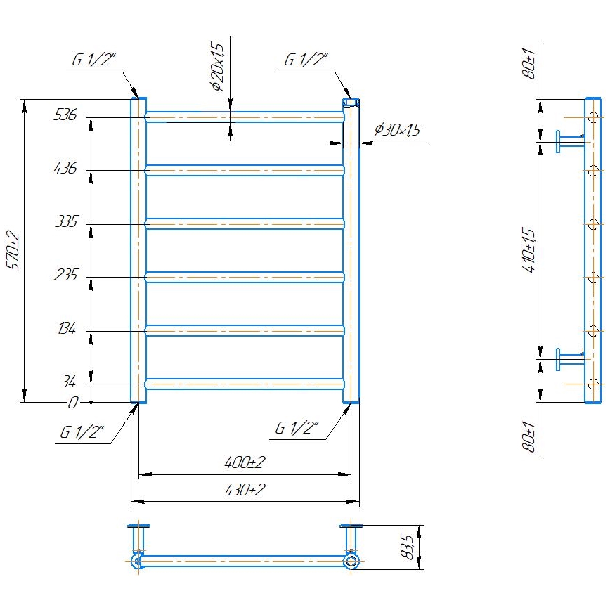 Radiador toallero para baño INOX FLAT 122W/230V 57x43 cm acero inoxidable/blanco
