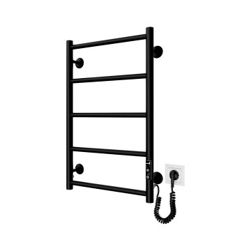 Radiador toallero tipo escalera para baño CLASSIC 65W/230V 66x42 cm acero inoxidable/negro versión derecha