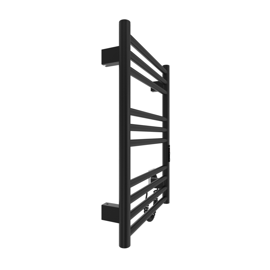 Radiador toallero tipo escalera para baño HF GREENWICH 100W/230V 57x43 cm, negro, conexión derecha, tubos redondos