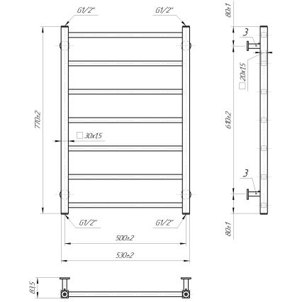 Radiador toallero tipo escalera para baño INOX TOKIO 161W/230V 77x53 cm acero inoxidable/negro