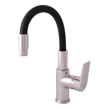 RAV Slezák CO119.0/15 - Grifo de fregadero con caño flexible COLORADO 25 cm negro/cromo brillante