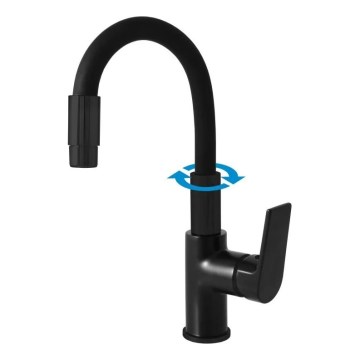 RAV Slezák CO119.0/16 - Grifo para fregadero COLORADO 25 cm con caño flexible y rociador, negro