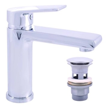 RAV Slezák CO129.0 - Grifo de lavabo + válvula de desagüe COLORADO 16,2 cm, cromo brillante