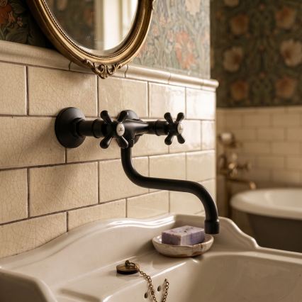 RAV Slezák MK101.5/21CMAT - Grifo para fregadero/lavabo MORAVA RETRO negro mate