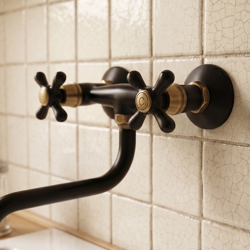 RAV Slezák MK101.5/21CMATSM - Grifo para fregadero/lavabo MORAVA RETRO negro/latón