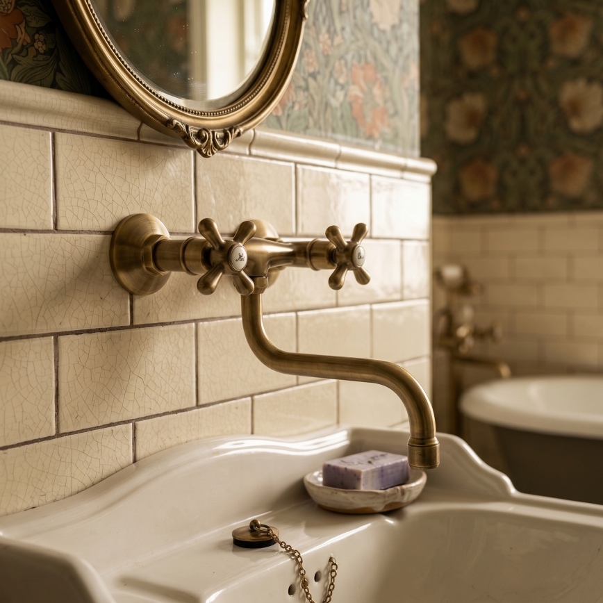 RAV Slezák MK101.5/21SM - Grifo para fregadero/lavabo MORAVA RETRO, latón antiguo