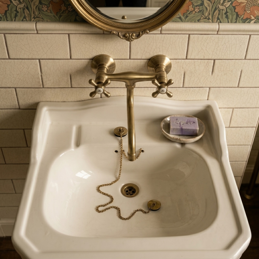 RAV Slezák MK101.5/21SM - Grifo para fregadero/lavabo MORAVA RETRO, latón antiguo