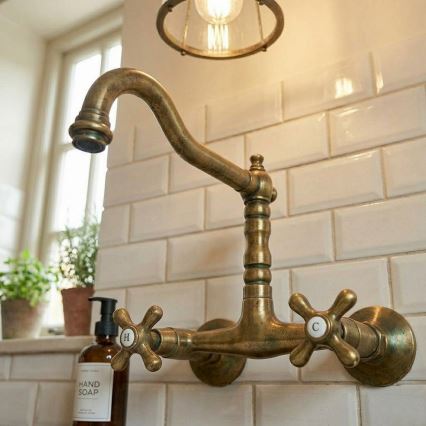 RAV Slezák MK102.5/28SM - Grifo para fregadero y lavabo MORAVA RETRO 16,8 cm, latón envejecido