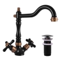 RAV Slezák MK121.0/8CMATSM - Grifo de lavabo + válvula de desagüe MORAVA RETRO 22,4 cm negro/latón