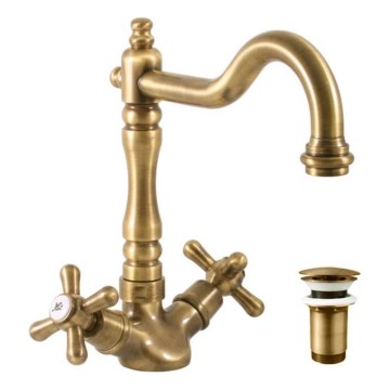 RAV Slezák MK121.0/8SM - Grifo para fregadero/lavabo + caño MORAVA RETRO 22,4 cm latón envejecido
