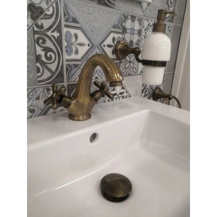 RAV Slezák MK128.0SM - Grifo de lavabo MORAVA RETRO 16 cm latón envejecido