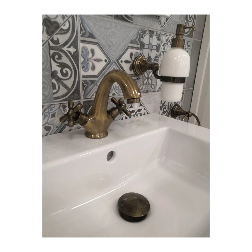 RAV Slezák MK128.0SM - Grifo de lavabo MORAVA RETRO 16 cm latón envejecido