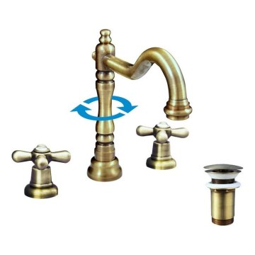 RAV Slezák MK132.0SM - Grifo de lavabo + válvula de desagüe MORAVA RETRO latón envejecido