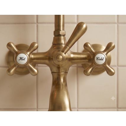 RAV Slezák MK159.5/2SM - Conjunto para bañera con grifo MORAVA RETRO, acabado en latón envejecido