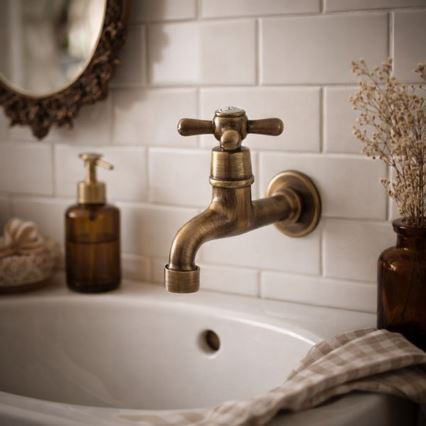 RAV Slezák MK193SM - Grifo de lavabo MORAVA RETRO 11,8 cm, latón envejecido