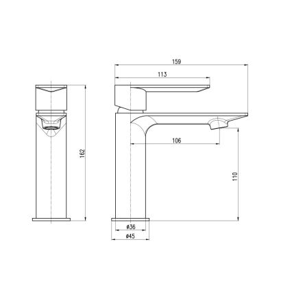 RAV Slezák NL126.0CMAT - Grifo para lavabo NIL 16,2 cm negro mate