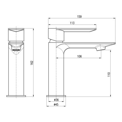 RAV Slezák NL126.0MGL - Grifo para lavabo NIL 16,2 cm acabado gris brillante