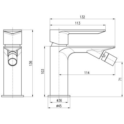 RAV Slezák NL144.0CMAT - Grifo monomando para bidé NIL, 13,6 cm, negro mate
