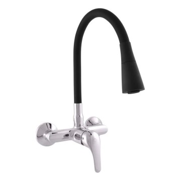 RAV Slezák SA002.5/13 - Grifo de fregadero SAZAVA 32,3 cm, negro/cromado brillante