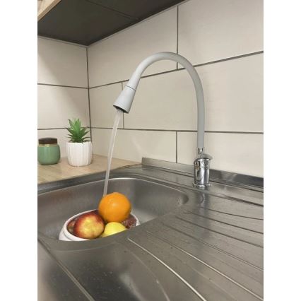 RAV Slezák SA006.0/13S - Grifo para fregadero con caño flexible SAZAVA 35,6 cm gris/cromo brillante