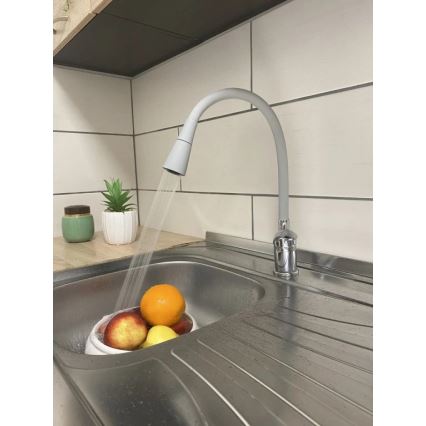 RAV Slezák SA006.0/13S - Grifo para fregadero con caño flexible SAZAVA 35,6 cm gris/cromo brillante